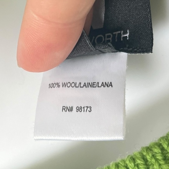 W by Worth Colorblock Wool Sweater Lightweight Navy Blue Bright Green Size Small - Picture 7 of 10